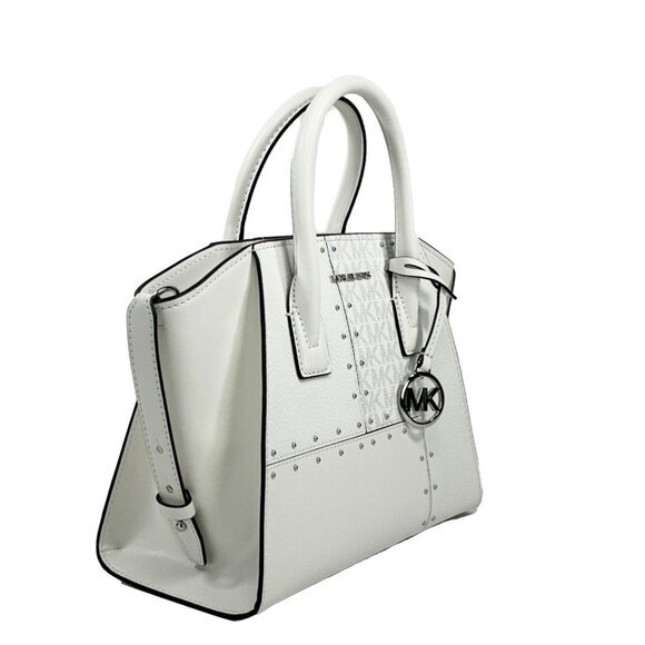 NEW  Michael Kors Avril Small Top Zip Satchel Crossbody Bag White Handbag Purse - Picture 4 of 5